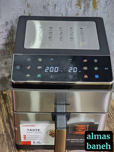 نمای کامل سرخکن توشیبا AF84 با بدنه استیل و ظرفیت بالا